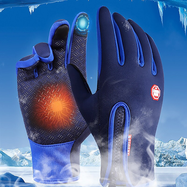  зимние перчатки велосипедные перчатки / велосипедные перчатки лыжные перчатки горный велосипед mtb противоскользящие перчатки с сенсорным экраном термальные теплые водонепроницаемые полные перчатки для пальцев спортивные перчатки флис силиконовый гель чер