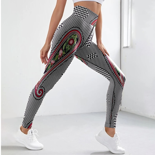  Women's Leggings Sports Gym Leggings Yoga Pants Spandex Black Cropped Leggings Paisley Tummy Control Butt Lift Clothing Clothes Yoga Fitness Gym Workout Running / High Elasticity / Athletic