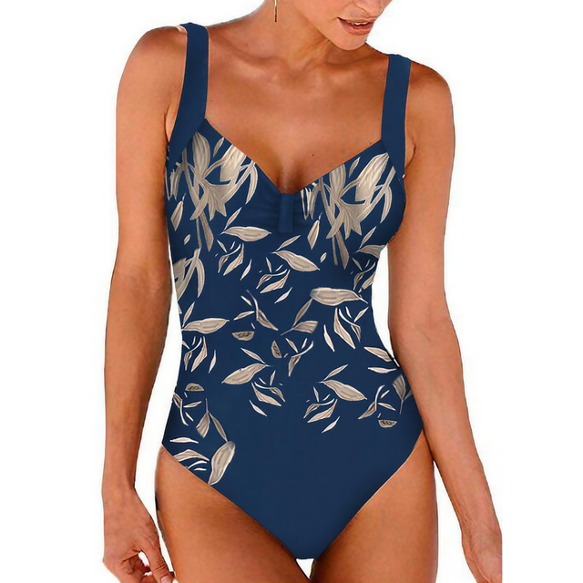  Damen Bademode Ein Stück Monokini Badeanzüge Badeanzug Blau Gefüttert V-Wire Ausschnitt Badeanzüge neu Sexy / Urlaub / Gurt / Gurt