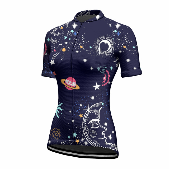  OUKU Women's Cycling Jersey Short Sleeve Mountain Bike MTB Road Bike Cycling Galaxy Graphic Shirt Dark Navy Breathable Quick Dry Moisture Wicking Sports Clothing Apparel / Stretchy / Athleisure
