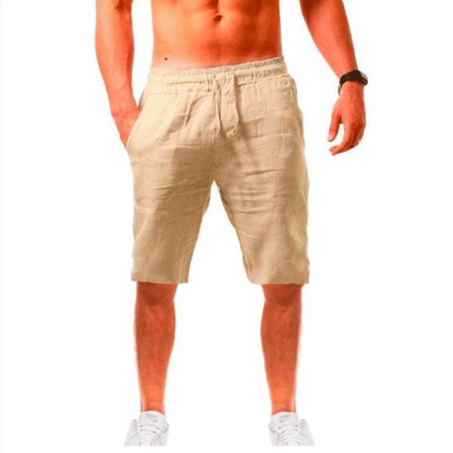  2021 amazon wish aliexpress letnie luźne lniane oddychające pięciopunktowe spodnie męskie sportowe spodnie na co dzień