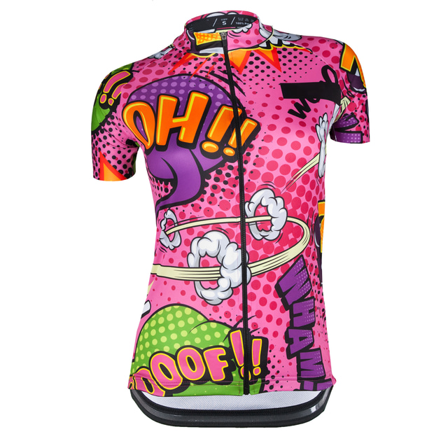  OUKU 女性用 半袖 サイクリングジャージー 波点 グラフィック バイク トップス マウンテンサイクリング ロードバイク ピンク 速乾性 吸汗性 スポーツ 衣類 / 伸縮性あり / アスレイジャー