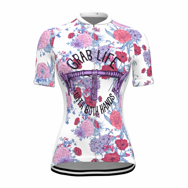  21Grams® Women's Cycling Jersey Short Sleeve Mountain Bike MTB Road Bike Cycling Graphic Floral Botanical Shirt White Breathable Quick Dry Moisture Wicking Sports Clothing Apparel / Stretchy
