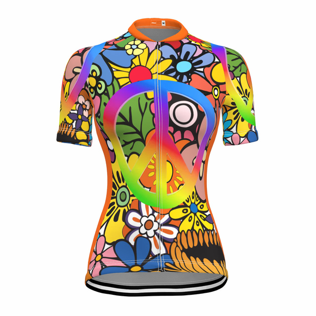  21Grams® Women's Cycling Jersey Short Sleeve Mountain Bike MTB Road Bike Cycling Graphic Floral Botanical Shirt Orange Breathable Quick Dry Moisture Wicking Sports Clothing Apparel / Stretchy