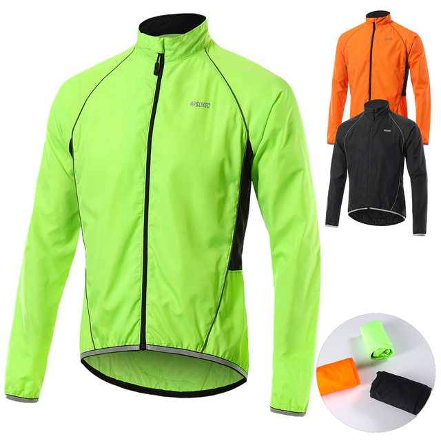  Men's Cycling Jacket Jacket Windbreaker Black Green Orange Waterproof Windproof Cycling Sports Clothing Apparel / Micro-elastic / Athleisure / Lightweight