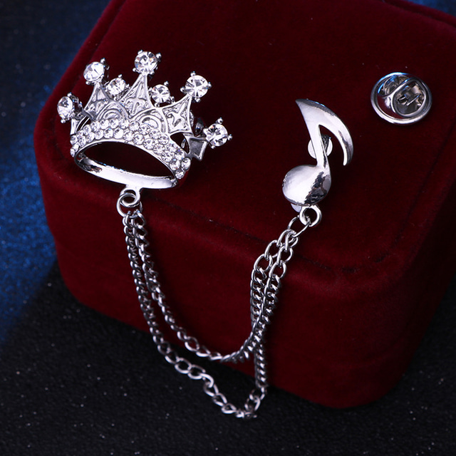  Men's Brooches Geometrical Crown Artistic Simple Luxury Fashion European Brooch Jewelry Golden Silver For Wedding Street Daily Work Festival