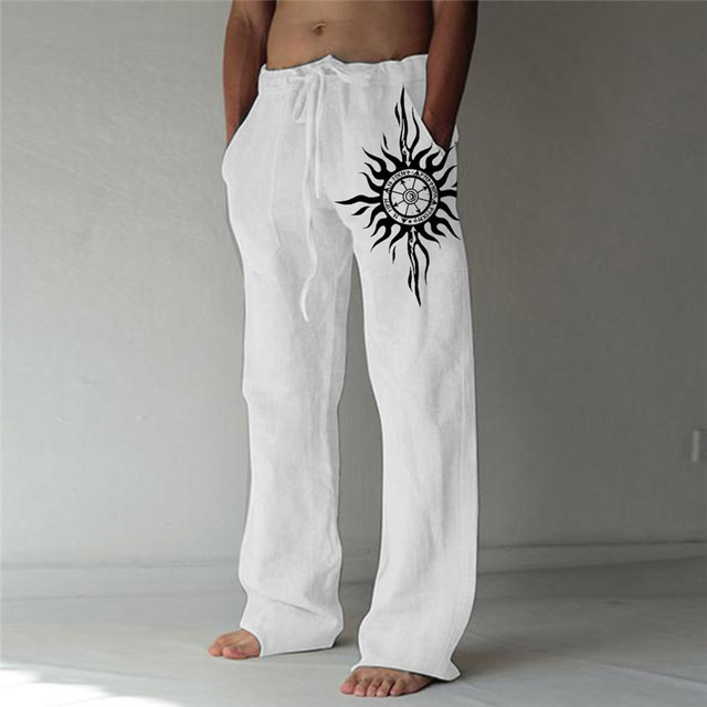  Hombre Pantalones de lino Pantalones Impresión 3D Diseño de cordón elástico Bolsillo delantero Design Moda Grande y alto Casual Diario Para vacaciones Comodidad Suave Estampados Media cintura