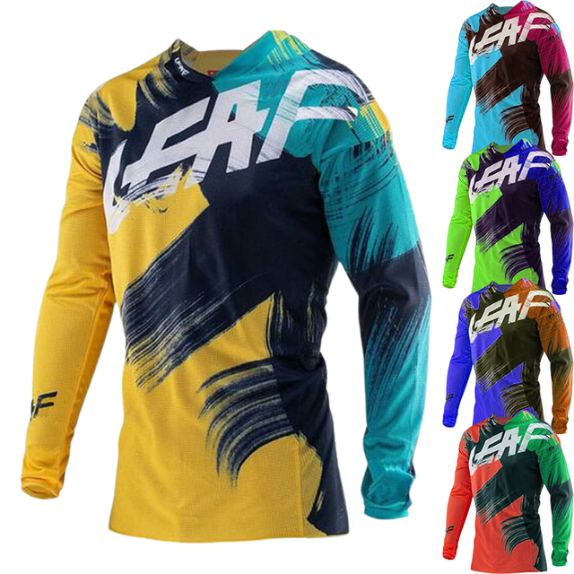  21Grams® Men's Long Sleeve Cycling Jersey Downhill Jersey Dirt Bike Jersey Spandex Polyester Green / Yellow Green Sky Blue Graffiti Bike Jersey Thermal Warm UV Resistant Breathable Quick Dry Back