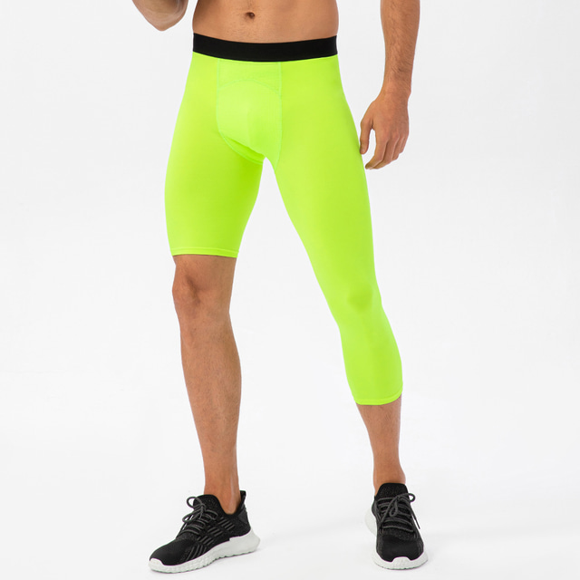 Men's Yoga Pants Athletic Capri Leggings Bottoms Asymetric Hem Yoga Fitness Gym Workout Running Breathable Quick Dry Moisture Wicking Sport White Black Green Grey / High Elasticity / Athleisure
