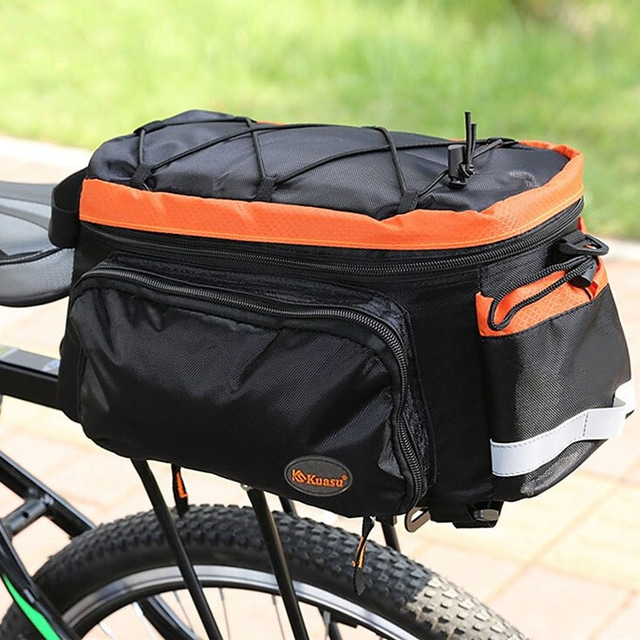  Bike Trunk Bag Bicycle Rack Rear Carrier Bag Extendable Large Capacity Saddle Bags Waterproof Bicycle Rear Rack Luggage Carrier Perfect for Cycling, Traveling, Commuting, Camping and Outdoor
