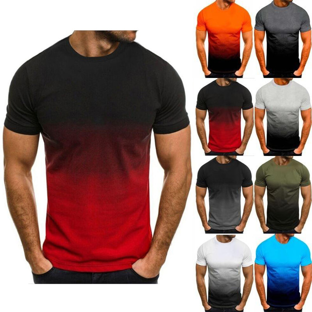  Men's Hiking Tee shirt Short Sleeve Tee Tshirt Top Outdoor Breathable Quick Dry Lightweight Summer Polyester Black And White Black Grey Black Red Fishing Climbing Camping / Hiking / Caving