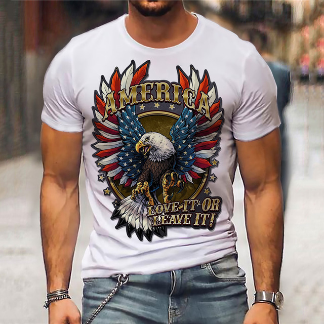  Men's T shirt Tee Designer Summer Short Sleeve Graphic Patterned Eagle Hot Stamping Crew Neck Street Daily Print Clothing Clothes Designer Casual Big and Tall White