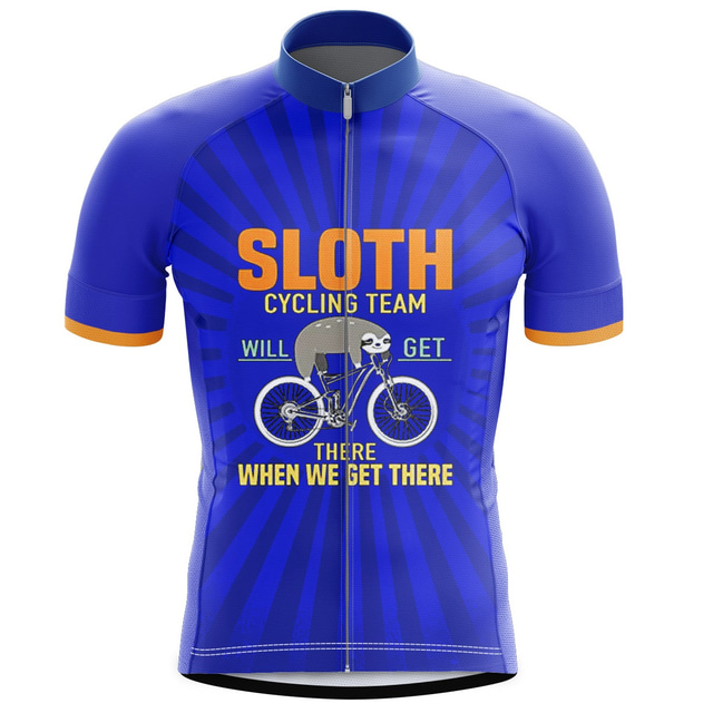 21Grams Men's Cycling Jersey Short Sleeve Mountain Bike MTB Road Bike Cycling Graphic Sloth Top Gray Blue Spandex Breathable Quick Dry Moisture Wicking Sports Clothing Apparel / Athleisure