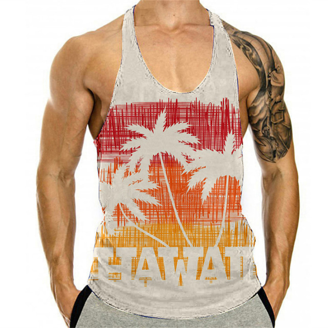  Herren Shirt Tank Top Weste Designer Klassisch Hawaiianisch Sommer Ärmellos Grau Blau Rote Graphic Landschaft Print Rundhalsausschnitt Outdoor Täglich Bedruckt Kleidung Designer Klassisch Hawaiianisch