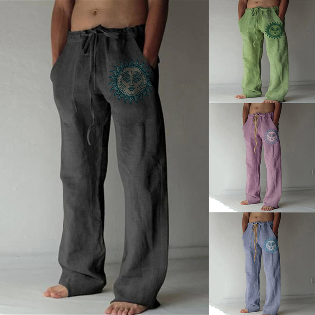  Per uomo Pantaloni di lino Pantaloni Stampa 3D Design elastico con coulisse Tasca frontale Originale Di tendenza Grande e alto Informale Giornaliero Per le vacanze Comfort Morbido Stampe astratte
