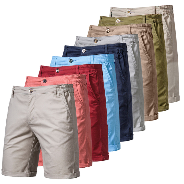  Men's Classic Style Fashion Shorts Cargo Shorts Pocket Short Pants Sports Outdoor Casual Micro-elastic Solid Color Cotton Blend Comfort Breathable Mid Waist Green Black Wine Khaki Light Grey 32 34 36