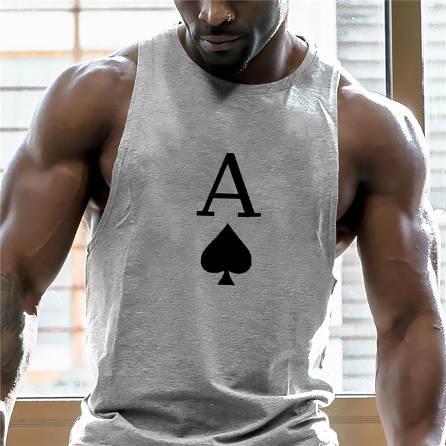  Men's Vest Top Tank Top Vest Designer Summer Sleeveless Graphic Patterned Poker Hot Stamping Plus Size Crew Neck Daily Sports Print Clothing Clothes Designer Fashion Classic Black Gray