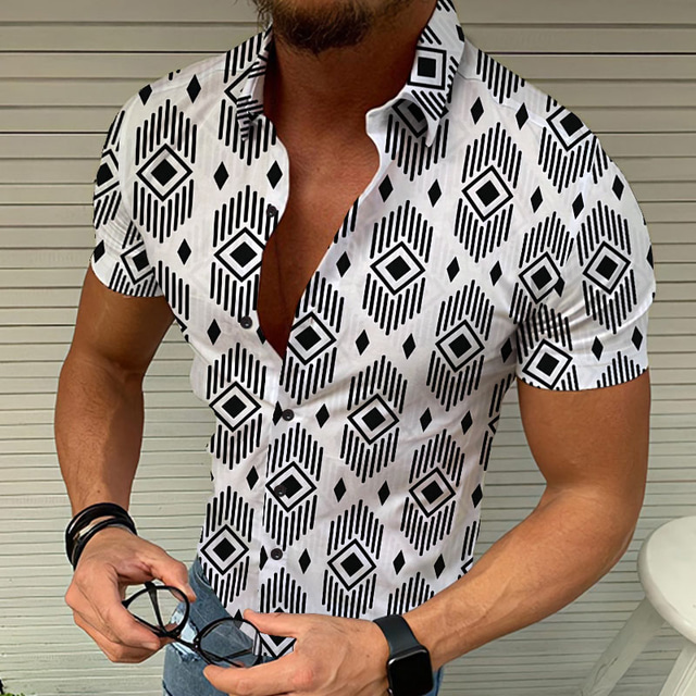  мужская рубашка в шотландскую клетку с отложным воротником рубашки для гольфа с принтом в стиле пэчворк топы с короткими рукавами дизайнерские панк& готический белый