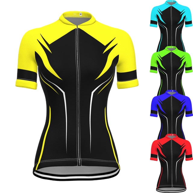  21Grams® Women's Cycling Jersey Short Sleeve Mountain Bike MTB Road Bike Cycling Shirt Green Yellow Sky Blue Breathable Quick Dry Moisture Wicking Sports Clothing Apparel / Athleisure
