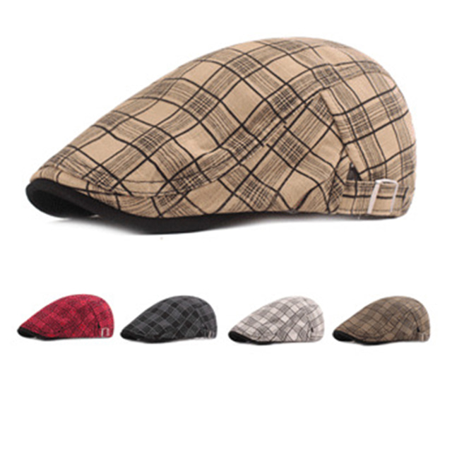 Men's Women's Flat Cap Outdoor Breathable Hat Plaid / Check Cream color Black White for Fishing Climbing Running