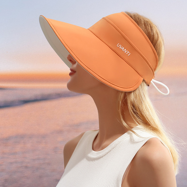  Chapéu de sol de concha de dupla face feminino verão anti-ultravioleta capa de aba grande rosto vazio chapéu de sol superior chapéu de sol para todos os jogos