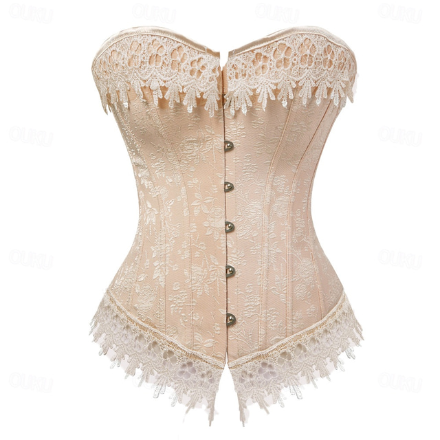  Rococo Overbust Corset Masquerade Overbust Corset Cosplay Plus Size Lace Tummy Control Push Up Lace Abstract Flower / Floral Plus Size Women's Royal Masquerade Wedding Party Wedding Guest Adults'