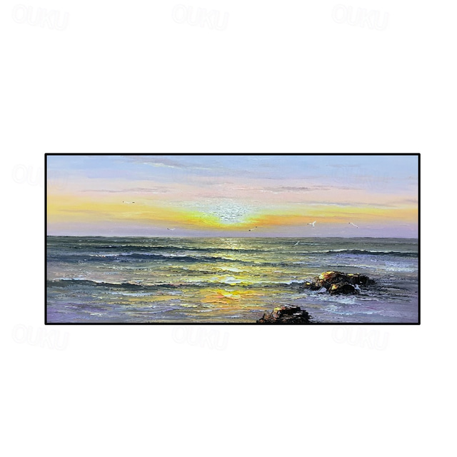  Oil Painting Handmade Hand Painted Wall Art Modern Abstract Sunrise Seascape Seasore Landscape Home Decoration Decor Rolled Canvas No Frame Unstretched