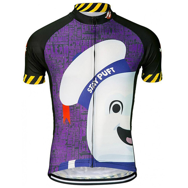  21Grams® Men's Cycling Jersey Short Sleeve Mountain Bike MTB Road Bike Cycling Cartoon Graphic Jersey Shirt Purple UV Resistant Breathable Quick Dry Sports Clothing Apparel / Stretchy