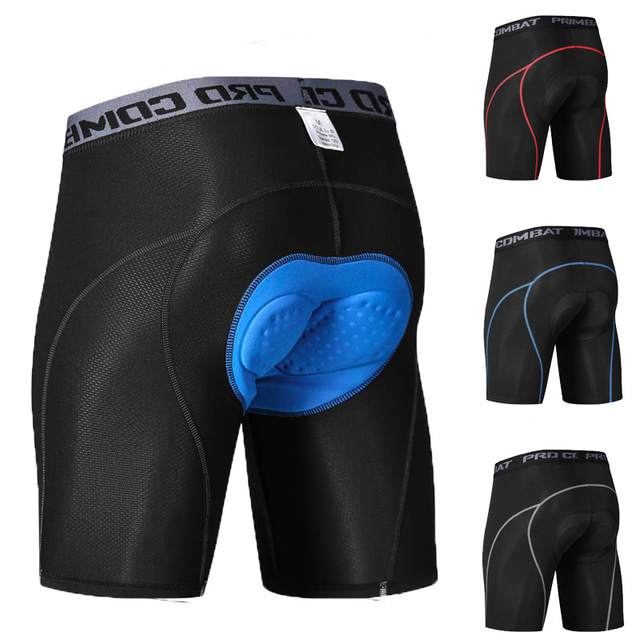  Men's Cycling Padded Shorts 3D Padded Shorts Bike Padded Shorts / Chamois Mountain Bike MTB Road Bike Cycling Sports Stripes Black Red Black Gray 3D Pad Breathable Quick Dry Elastane Polyester