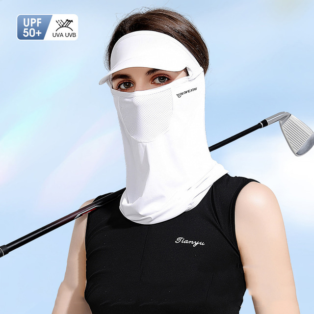  sunscreen mask headscarf women's outdoor golf sports sun hats cover the whole face, neck protection, uv protection ice silk veil