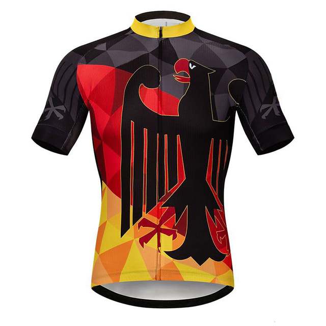  21Grams® Men's Cycling Jersey Short Sleeve Mountain Bike MTB Road Bike Cycling Graphic Germany Russia Jersey Shirt Black Red Lycra Breathable Quick Dry Moisture Wicking Sports Clothing Apparel