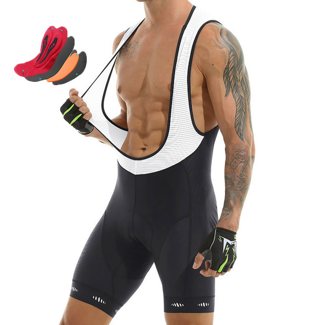  男性用 サイクリングビブショーツ バイク ビブショーツ マウンテンサイクリング ロードバイク スポーツ ブラック / ホワイト 3Dパッド 高通気性 速乾性 ライクラ 衣類 サイクルウェア / 伸縮性あり / アスレイジャー / 吸汗性