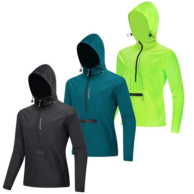  wosawe fietsjack voor heren windjack waterdicht regenjack reflecterende hardloopjacks fietscapuchon opvouwbare regenjas top lichtgewicht ademend ultraviolet bestendig fluorescerend mountainbike golf