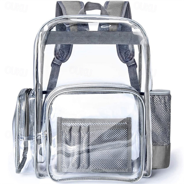  Clear Backpack F-color Large Clear Backpack Heavy Duty PVC Transparent Clear Bag for Stadium School Back to School Gifts