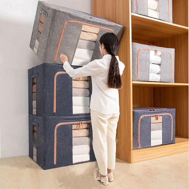  Large Capacity Clothes Storage Box Foldable Dustproof Closet Organizer Oxford Cloth Luggage Blanket Quilt Sorting Bag