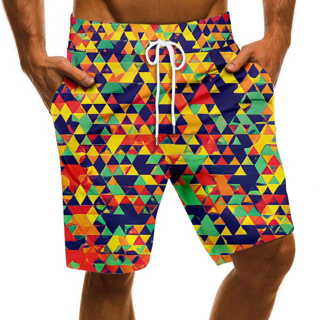  Men's Swim Trunks Swim Shorts Quick Dry Board Shorts Bathing Suit with Pockets Drawstring Swimming Surfing Beach Water Sports Printed Spring Summer