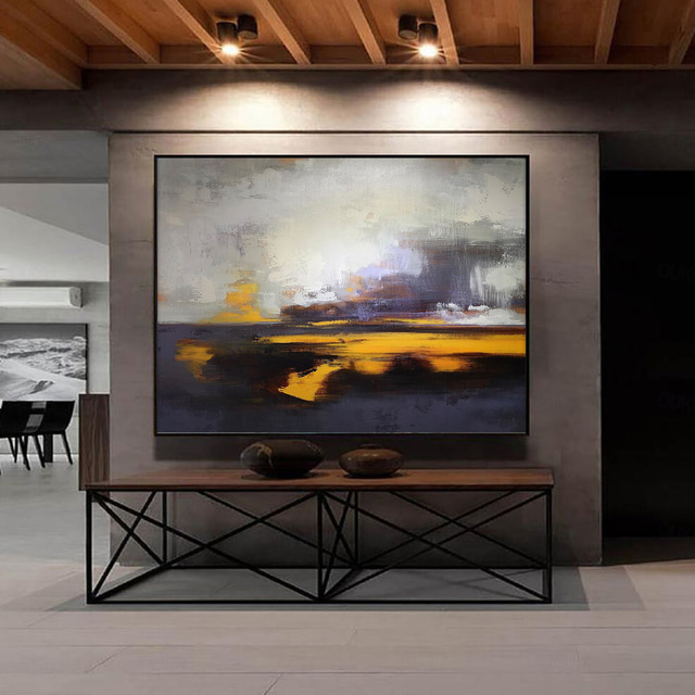  Handmade Oil Painting CanvasWall Art Decoration Abstract Knife PaintingLandscape Yellow For Home Decor Rolled Frameless Unstretched Painting