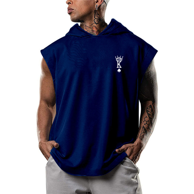  Men's Sleeveless Hoodie Top Casual Athleisure Breathable Soft Fitness Running Sportswear Green Blue Red Activewear Stretchy