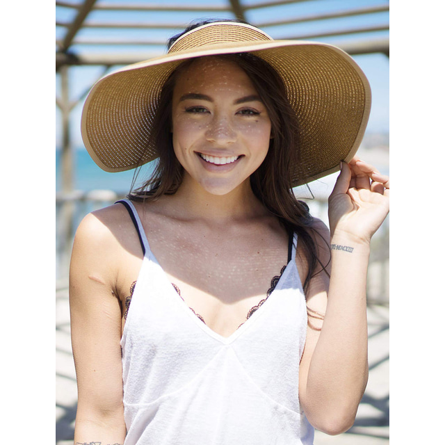  женская соломенная шляпа от солнца upf 50+ с широкими полями, солнцезащитный козырек, хвост, летняя пляжная шляпа, упаковываемая, складная, для путешествий