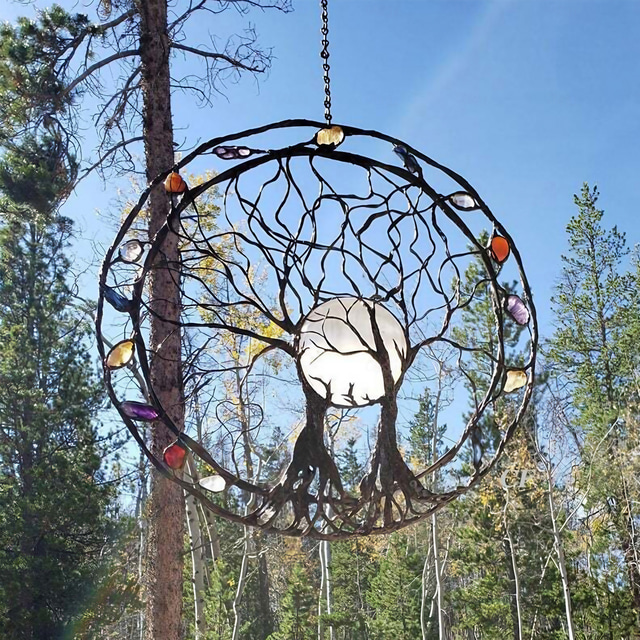  Metal Tree Of Life Ring Wrought Iron Ring Of Life Garden Crafts Wall Decoraiton Patio Yard Crafts Accessory