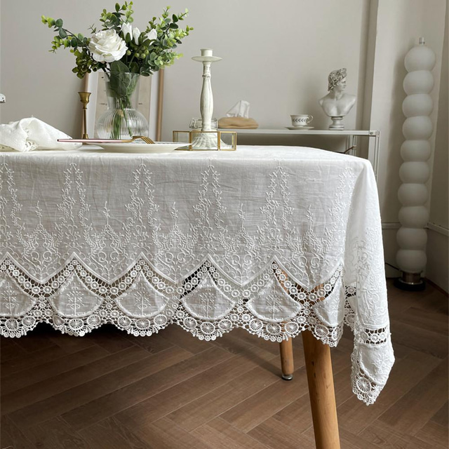  fehér terítő téglalap csipke terítő parasztház stílusú asztalterítő konyhai étkezéshez, bulihoz, nyaraláshoz, büfé