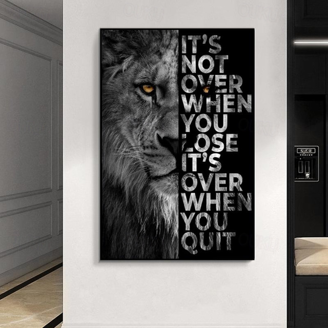 1 panou citate imprimeuri postere/imagine animal leu litere citate inspiraționale artă modernă de perete agățat cadou decorațiuni pentru casă pânză rulată fără cadru neîncadrat neîntins dimensiuni