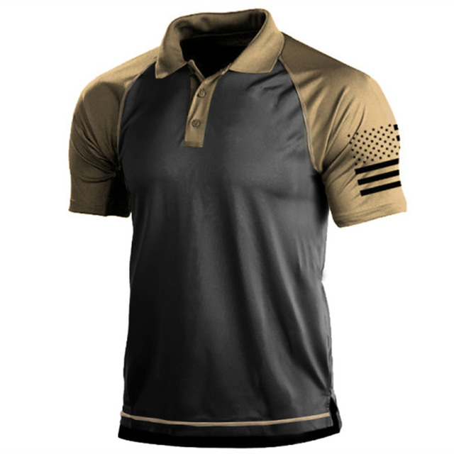  Men's Collar Polo Shirt Golf Shirt Fashion Casual Comfortable Short Sleeve Green Blue Yellow Dark Gray Black Color Block 3D Print Turndown Street Daily 3D Button-Down Clothing Clothes Fashion Casual