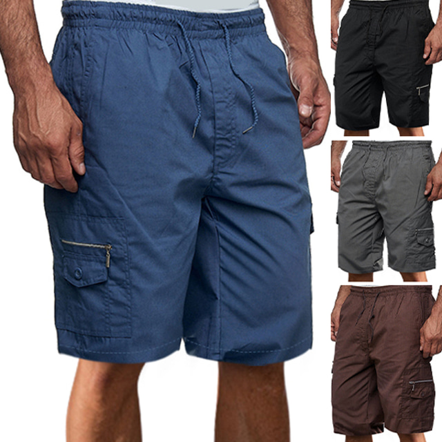  Men's Hiking Shorts Military Outdoor Ripstop Breathable Zipper Pocket Lightweight Shorts Bottoms Drawstring Elastic Waist Iron Gray Denim Blue Climbing Beach Camping / Hiking / Caving M L XL 2XL 3XL