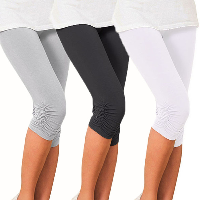  Women‘s Capri Leggings Workout Pants High Waist Bottoms Tummy Control Butt Lift Violet White Black Yoga Fitness Gym Workout Sports Activewear High Elasticity Athletic Athleisure Wear