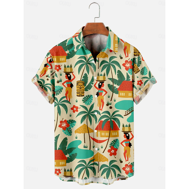  Retro Vintage 1960s Hippie Hawaiian Shirts Hippie Disco Men's Bachelorette Party Adults' Shirt