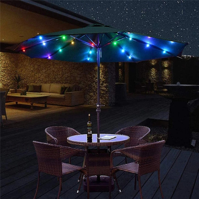  Patio Umbrella Lights Solar Powered 104 LEDs Cordless Outdoor Lighting for Patio Backyard Umbrella Outdoor Garden Decor