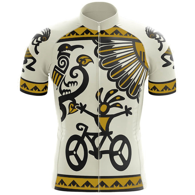  Men's Cycling Jersey Short Sleeve Bike Jersey Top with 3 Rear Pockets Mountain Bike MTB Road Bike Cycling Breathable Quick Dry Moisture Wicking Reflective Strips White Yellow Red Graphic Polyester