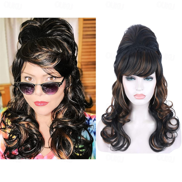  Beehive wigs Blonde Beehive Wig Womens Curly Wavy Long Heat Resistant Synthetic Hair Cosplay  Wigs Halloween Wigs