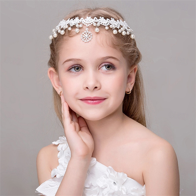  Children's Tiara Princess Forehead Head Chain Girl Hair Accessories Hairpin Flower Girl Dress Accessories Birthday Show Crown Pendant